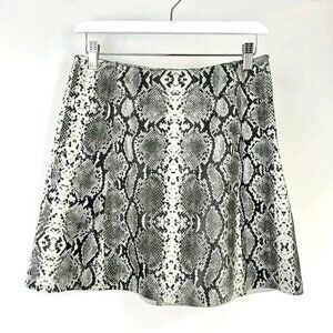 VEDA Grey Snakeskin Leather Mini A-Line Skirt